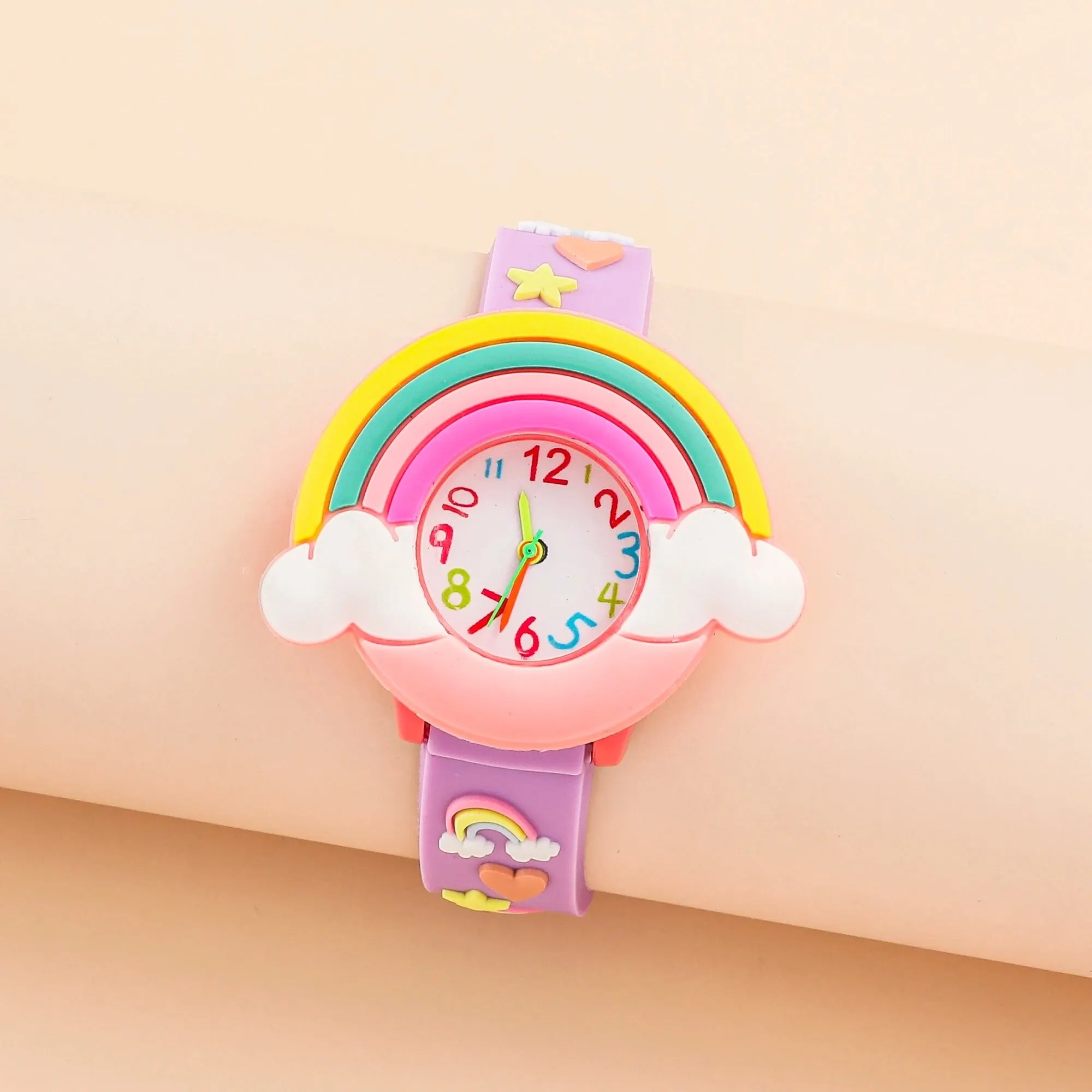 2024 Rainbow Cloud Silicone Kids Watch  Cute Cartoon Quartz Watch for Boys & Girls