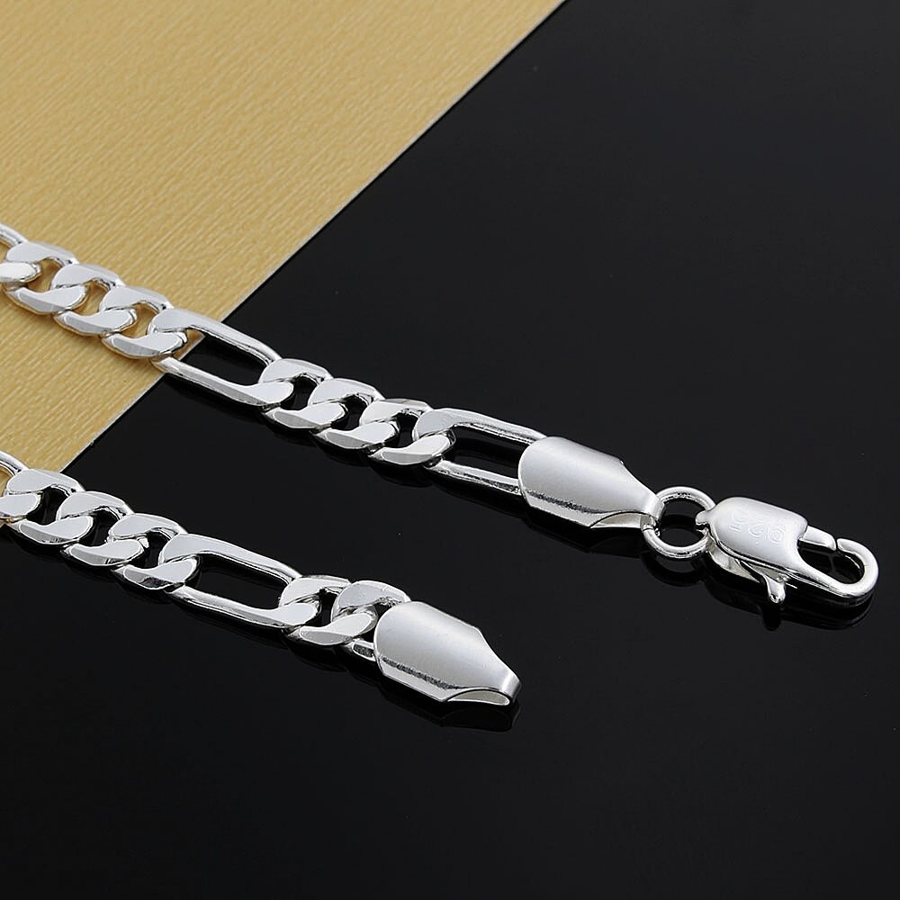 6mm Flat Silver Chain Necklace  High-Quality Unisex Fashion Jewelry