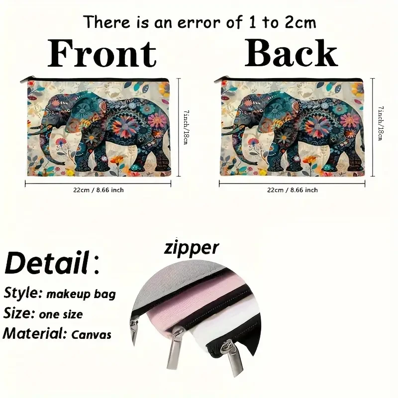 Chic Canvas Cosmetic Bag with Zipper Stylish & Practical Travel Makeup Pouch & Toiletry Organizer for Women