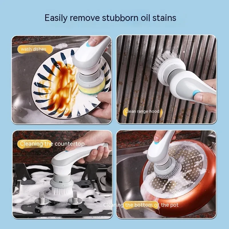 4 In 1 Spinning Scrubber Handheld Electric Cordless Cleaning Brush