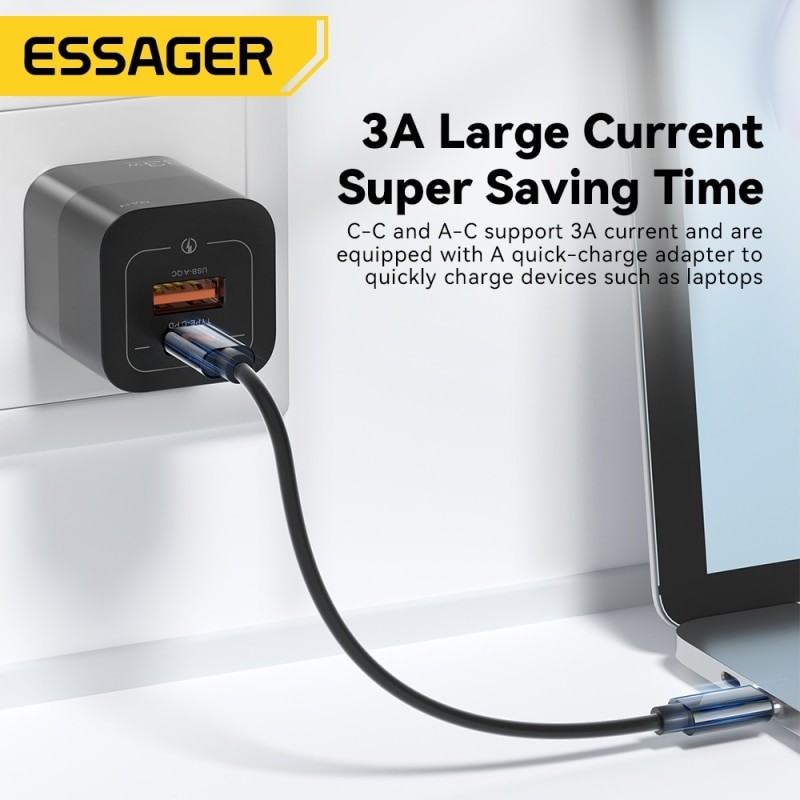 Essager 4-in-1 USB C to USB C Cable PD 60W Fast Charging Multi-Device Cord with Holder Storage Box