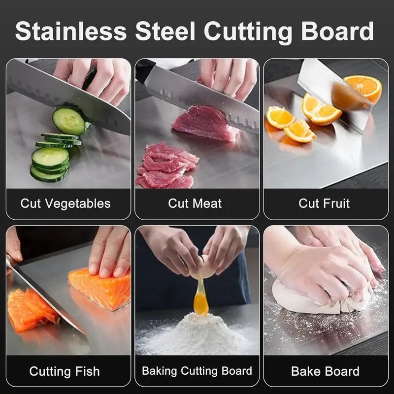Premium Titanium Stainless Steel Cutting Board - Double-Sided for Preserving Flavors, Food Safe, Perfect for Kitchen & Dining