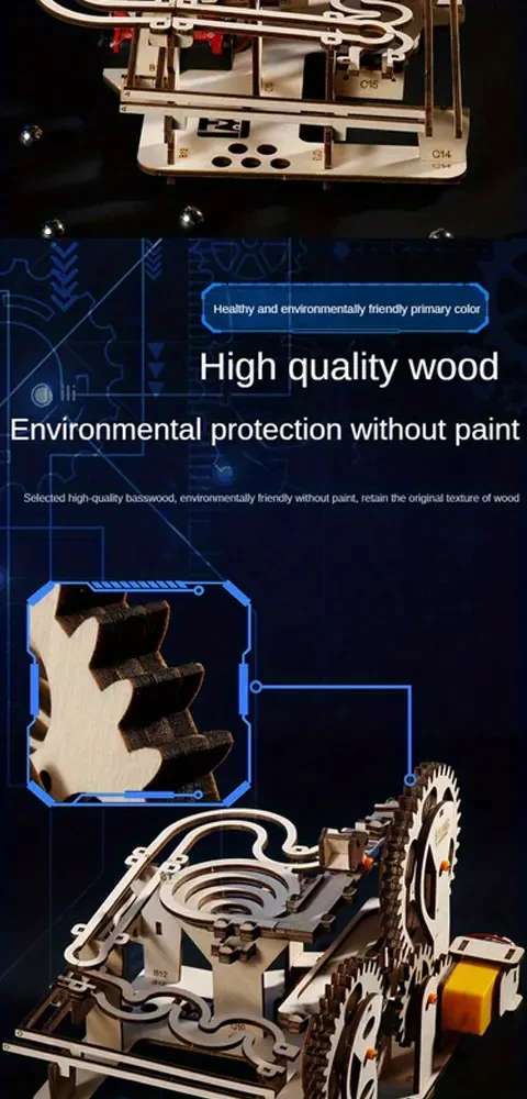 3D Wooden Jigsaw Puzzle Machine - DIY Hand-Assembled Track Ball Puzzle for Adults, Portable Cube Design in Khaki