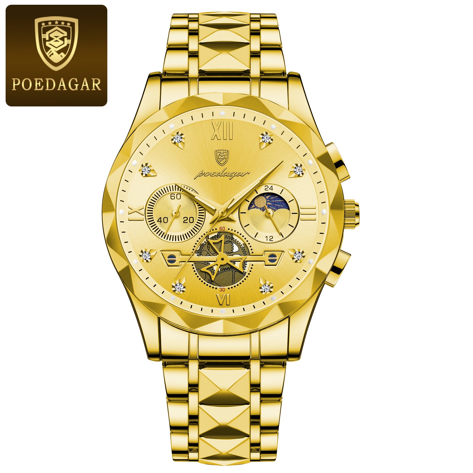 POEDAGAR Luxury Mens Quartz Chronograph Watch