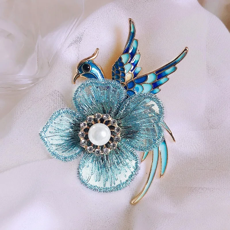 Embroidery brooch Phoenix bird pin