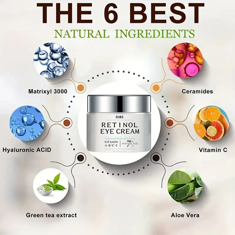 60g DJBS Retinol Eye Cream - Intensive Hydration & Firming for All Skin Types with Rosehip & Hibiscus, Vitamin E Infused