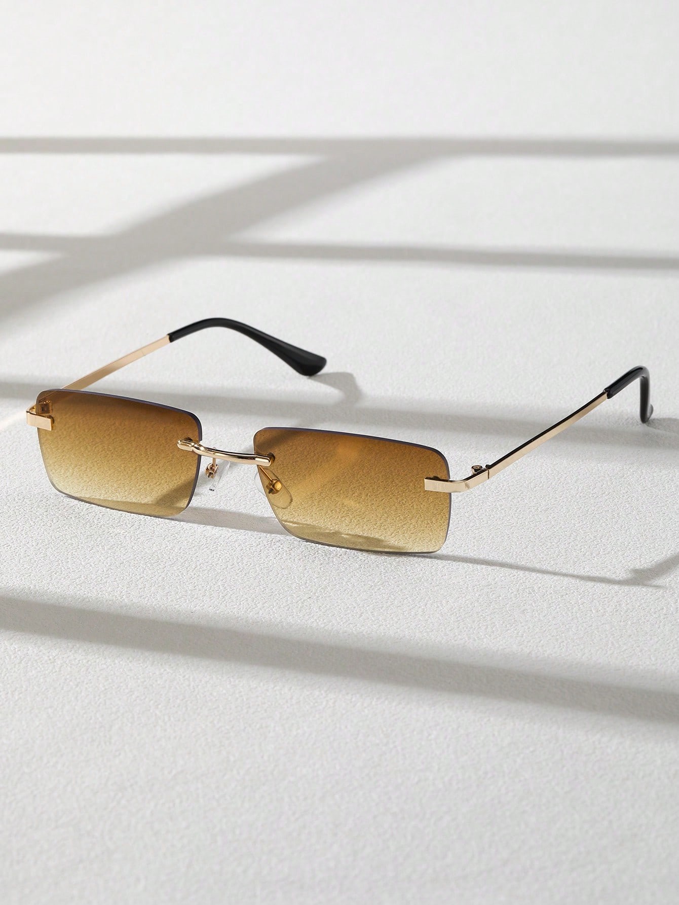 Unisex Metal Square Frame Rimless Sunglasses