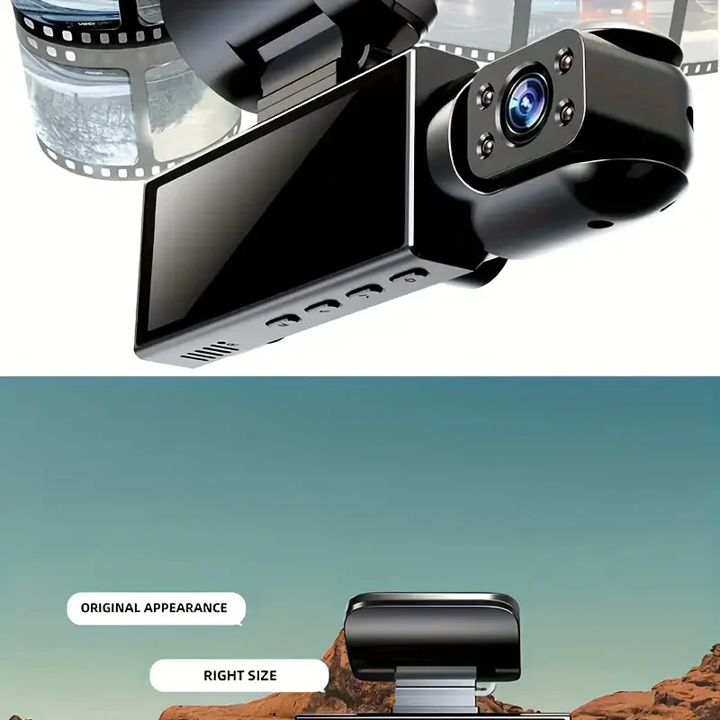 Dual Lens Dash Cam with 64GB High-Speed Memory Card Bundle, 1080P HD Night Vision, 3.16-Inch IPS Display, 30-Day Loop Recording, G-Sensor