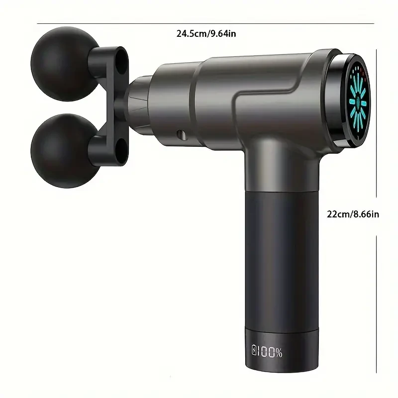 Professional Handheld Deep Tissue Massage Gun - 10 Heads, 12 Intensity Levels