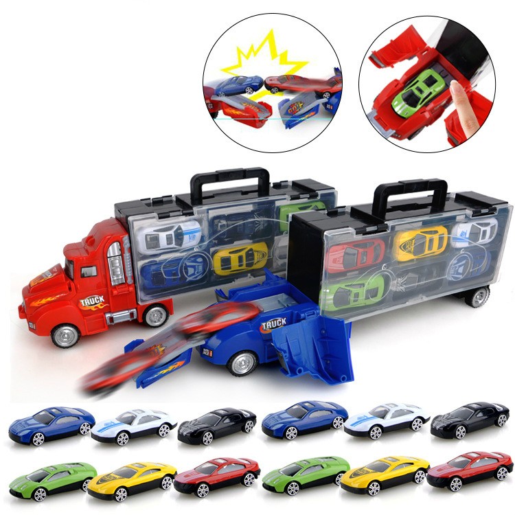 Sliding Alloy Children's Toy Container Truck Model
