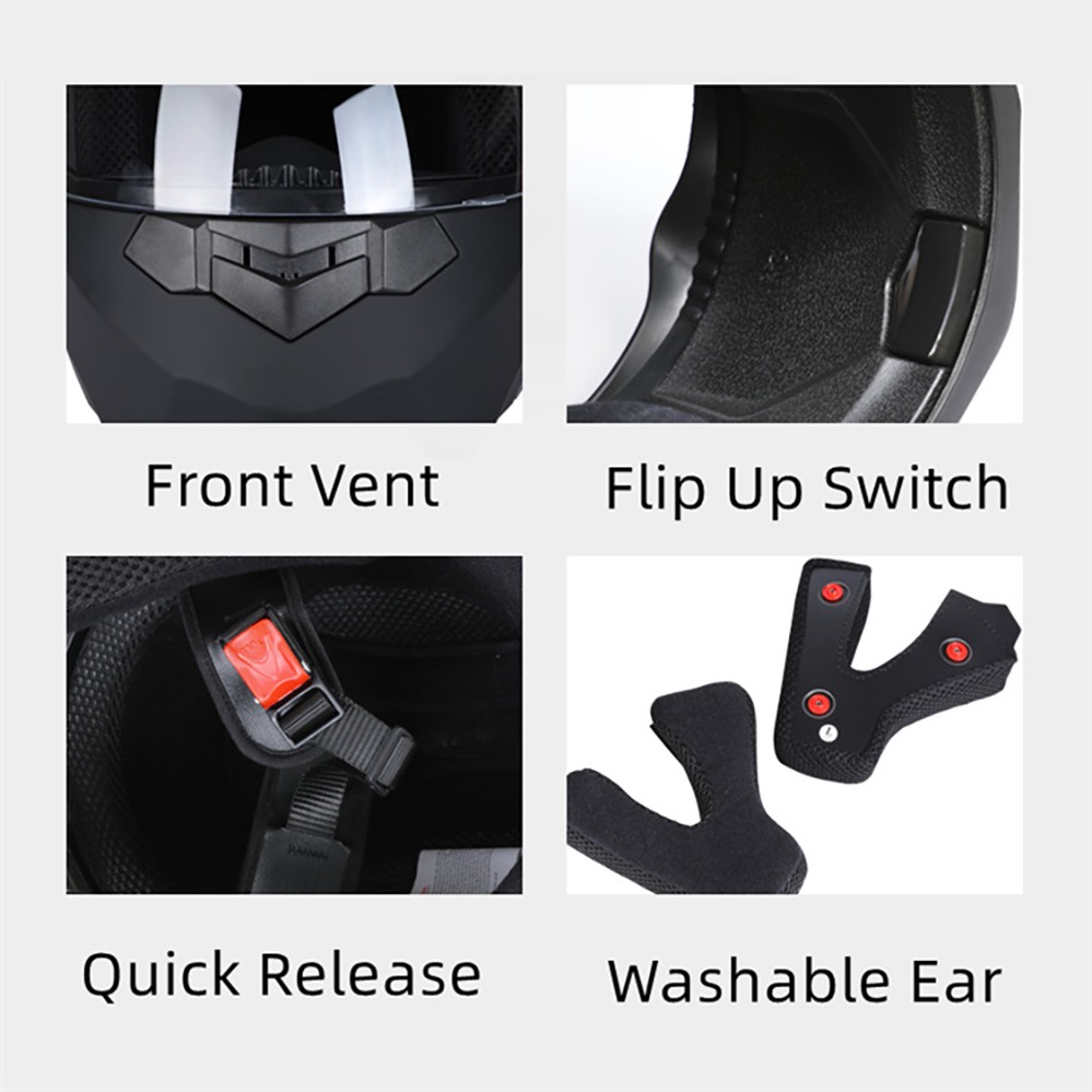 BLD Personalized Full Face Motorcycle Helmet  Dual Lens Flip-Up Helmet