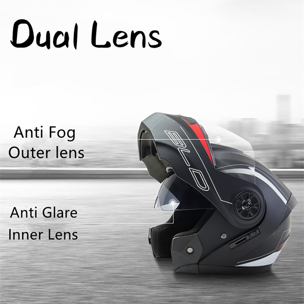 BLD Personalized Full Face Motorcycle Helmet  Dual Lens Flip-Up Helmet