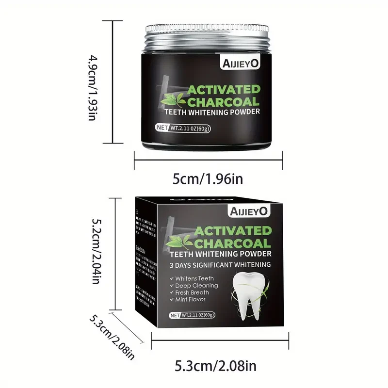 AIJIEYO Activated Charcoal Teeth Whitening Powder Mint Flavor