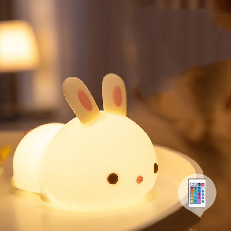 Rabbit Silicone Lamp - Pat Feeding Creative Night Light for Kids