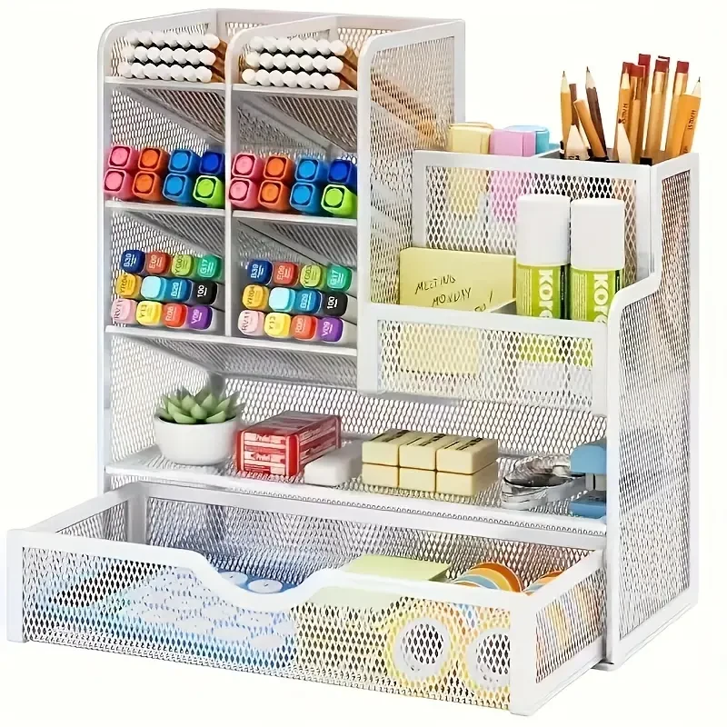 Metal Desk Organizer, Multi-Layer Office Folder Storage, Lightweight Black Desktop File Holder, Casual Style, Hand Washable, No Oil Edging
