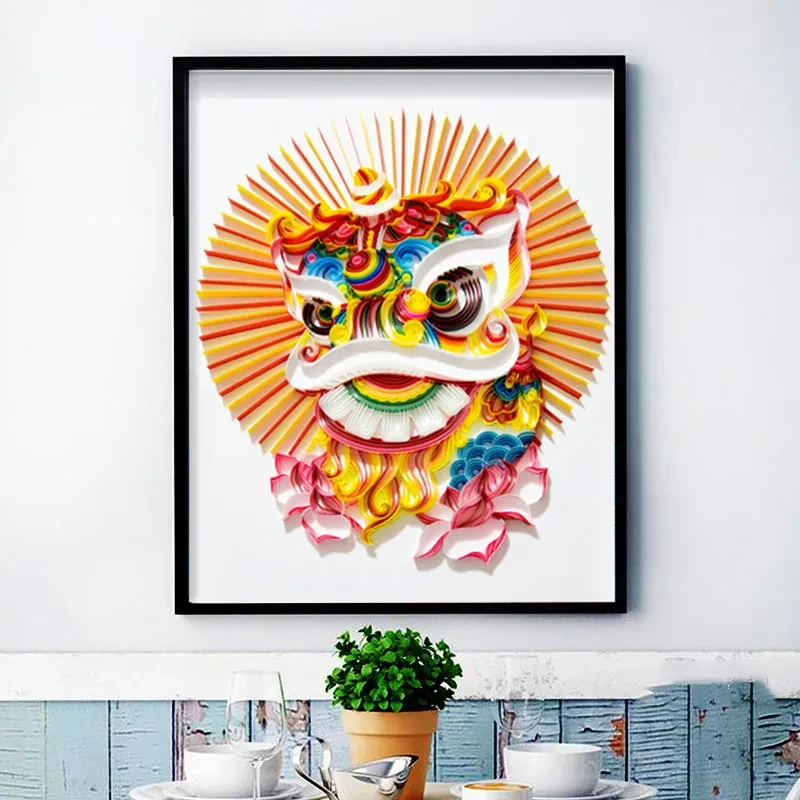 Quilted Paper Illustration Lobby Decoration Painting Slot