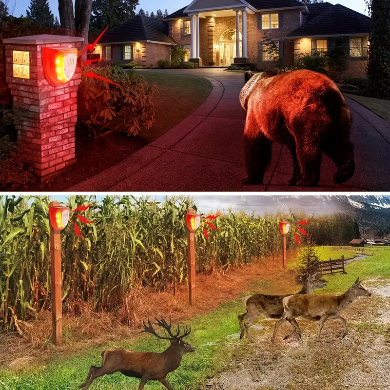 1pc Solar-Powered Security Alarm with 129dB Sirens, Motion-Activated Strobe Light Outdoor Warning System for Farms, Barns & Yards