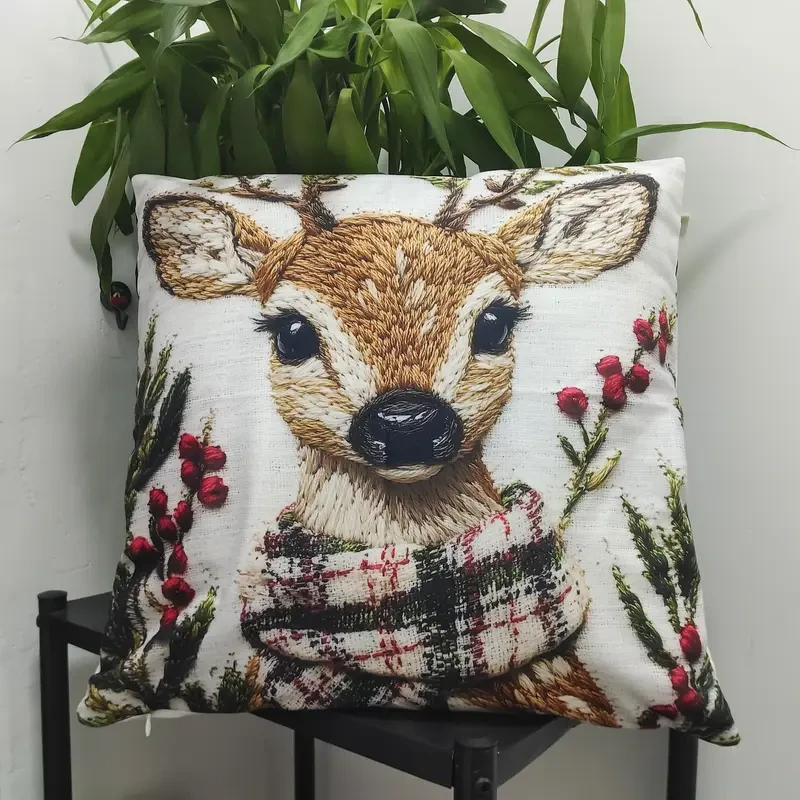 Charming Christmas Reindeer 45.72x45.72 cm Throw Pillow Cover