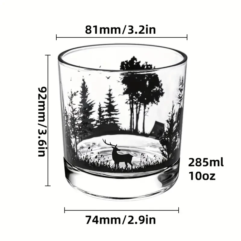 1pc, Exquisite Forest Landscape Whiskey Glass - Crystal Clear