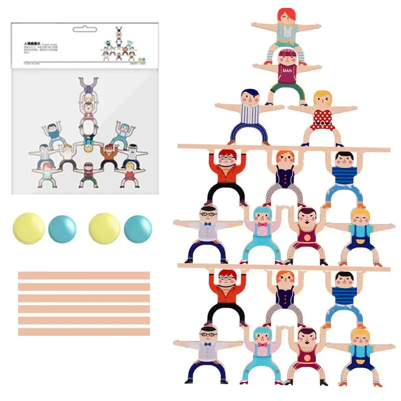 Children's Hercules balance stacks of high blocks