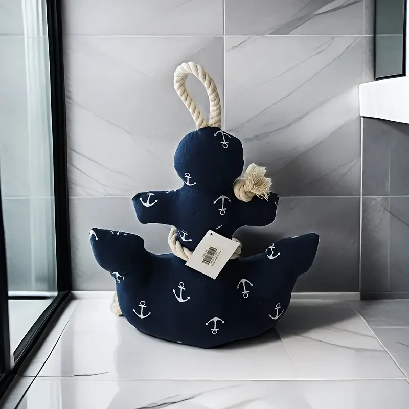 Handcrafted Cotton & Nautical Anchor, Door Stopper, Decorative, And Functional For Home And Office Use - Floor Mounting