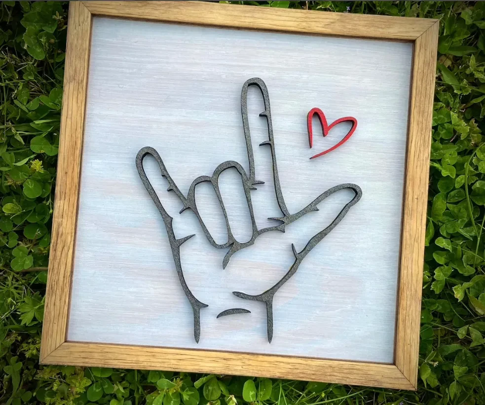 Sign Language I Love You Wooden Photo Frame