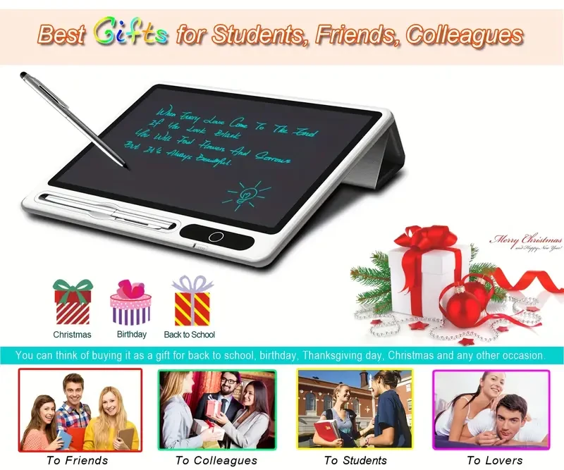 10-Inch Portable LCD Writing Tablet with Protective Leather Case - Digital Notepad for Drawing and Notes