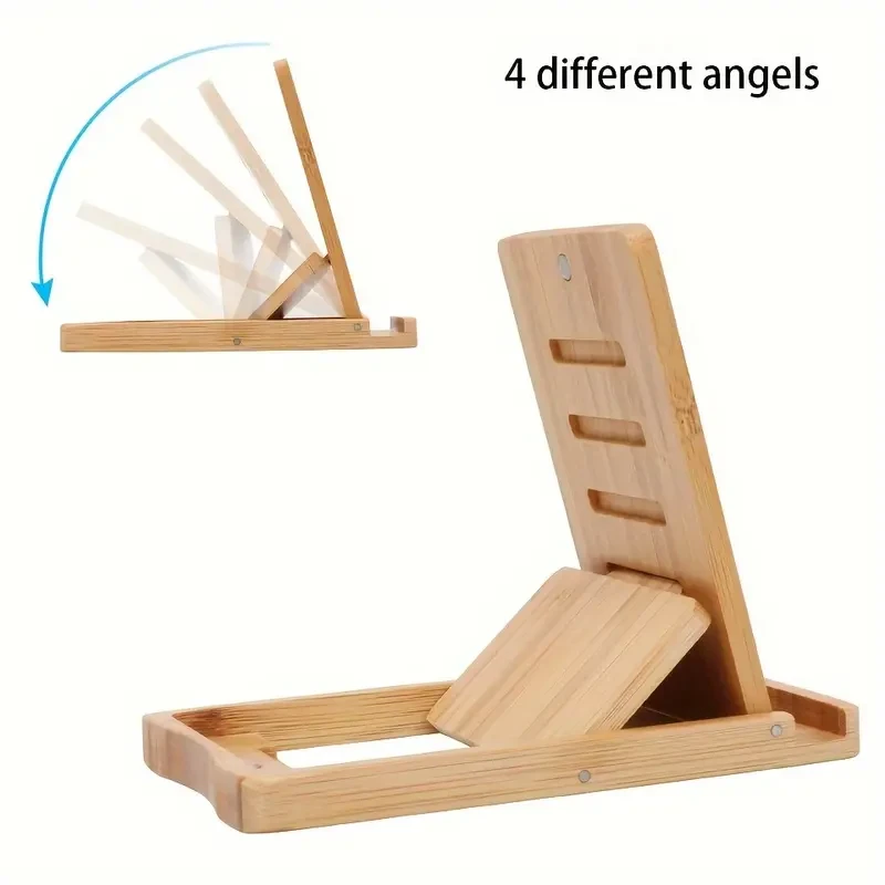 Bamboo Foldable Phone Stand, Tablet Stand, Office Supplies Stand.