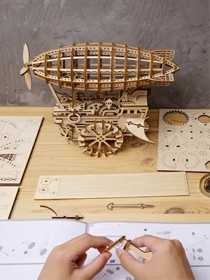 ROBOTIME ROKR 3D Wooden Air Vehicle Jigsaw Puzzle Model Kit Laser Cutting Kids Toys LK702