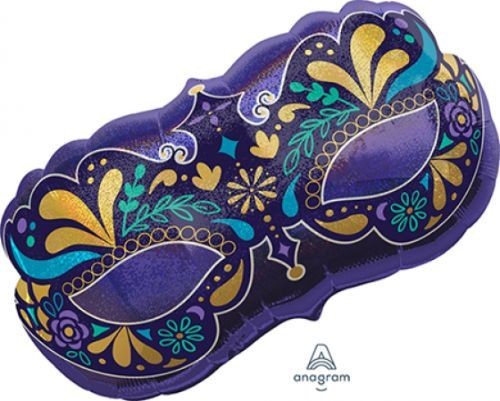 SuperShape Balloon Holographic A Night in Disguise Mardi Gras Mask