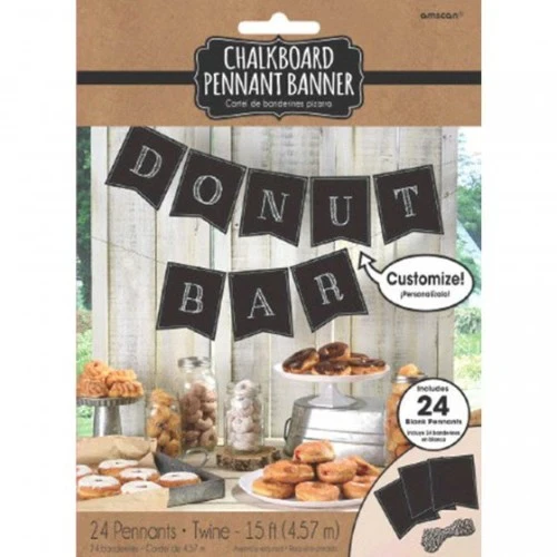 Chalkboard Pennant Banner - Paper - Pack of 24