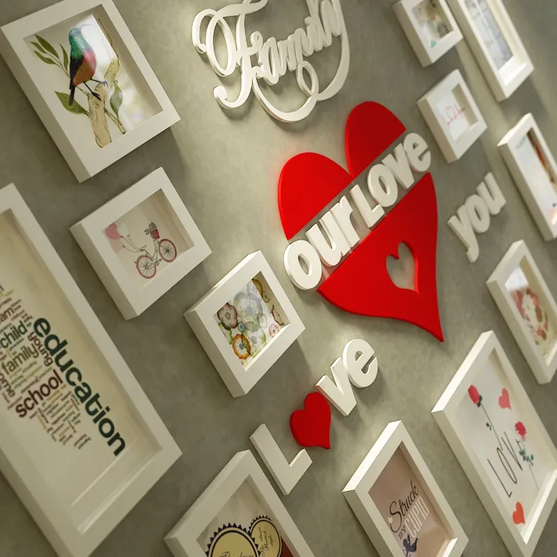 Romantic Love You Heart Family Memory Photo 13pcs Frame Sets