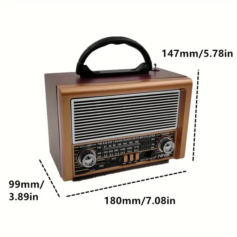 Retro Radio & Wireless Speaker - AM/FM/SW with TWS Wireless 5.0