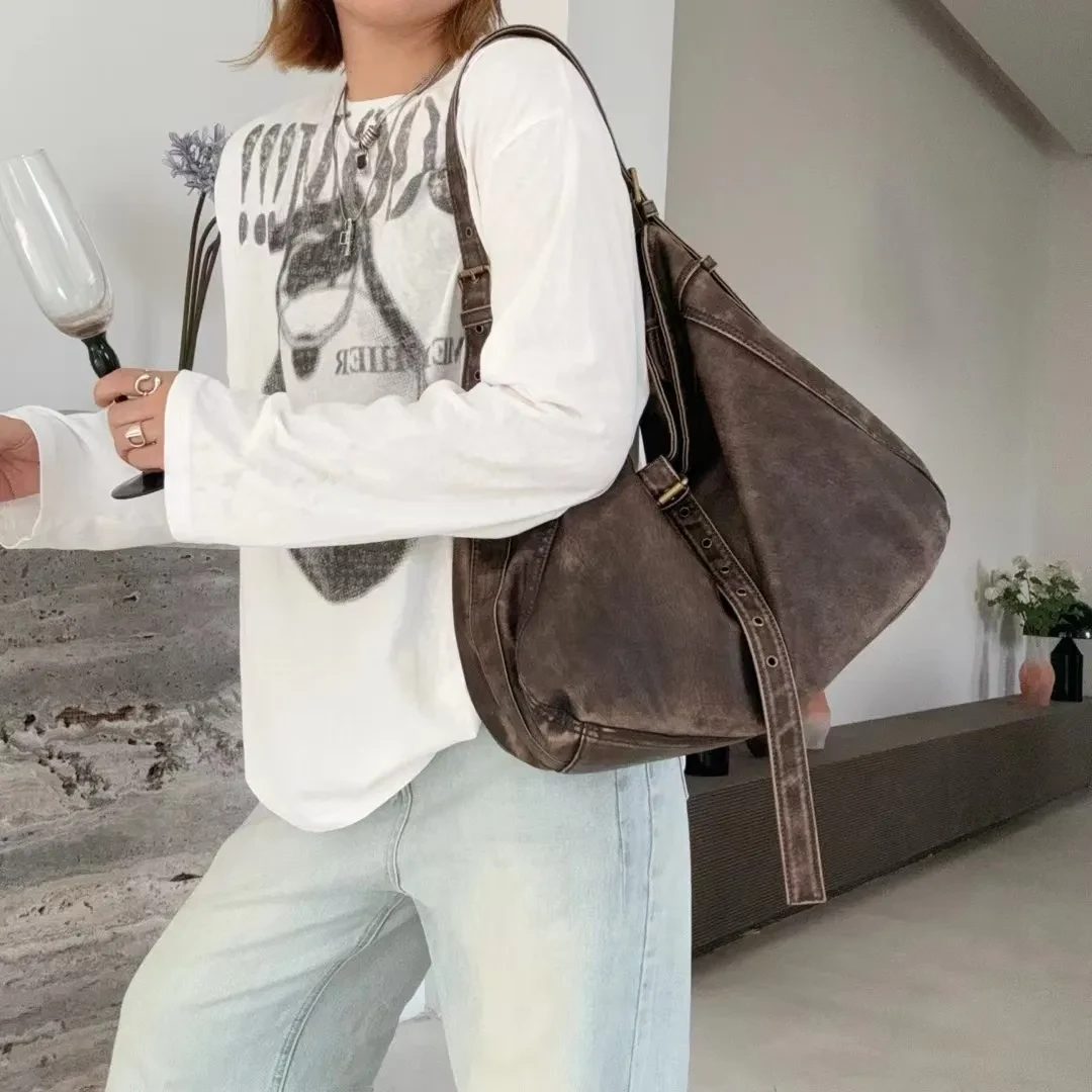 Casual Large Capacity Shoulder Crossbody Belt Buckle Underarm Tote Bag