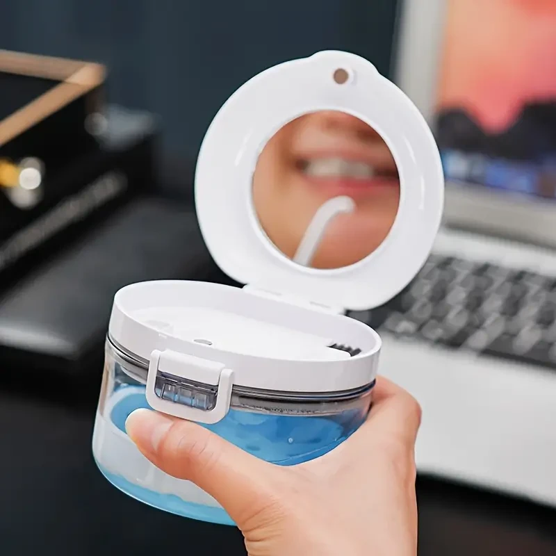 Portable Invisalign & Denture Storage Case  Orthodontic Retainer Container Box with Ventilation Holes for Travel & Home Use