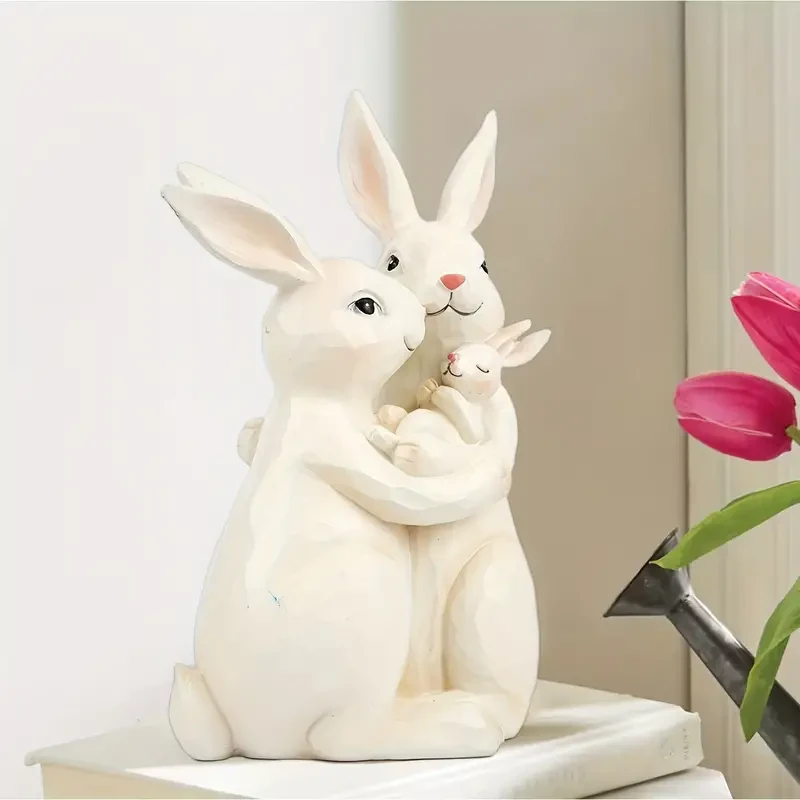 Charming Bunny & Flowers Garden Statue