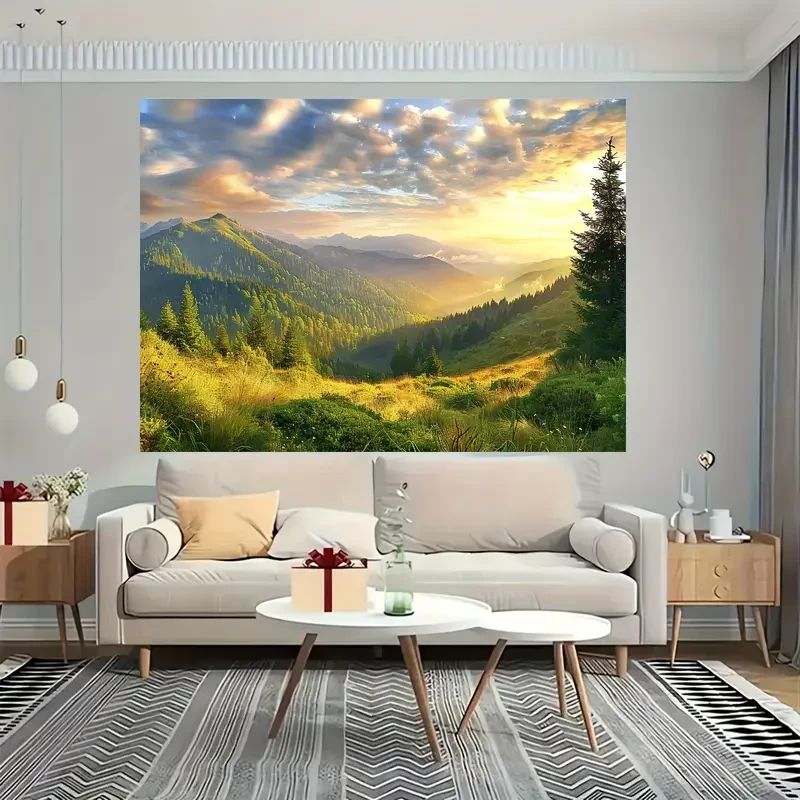 Polyester Mountain Scenery Backdrop - Universal Fit for All Occasions