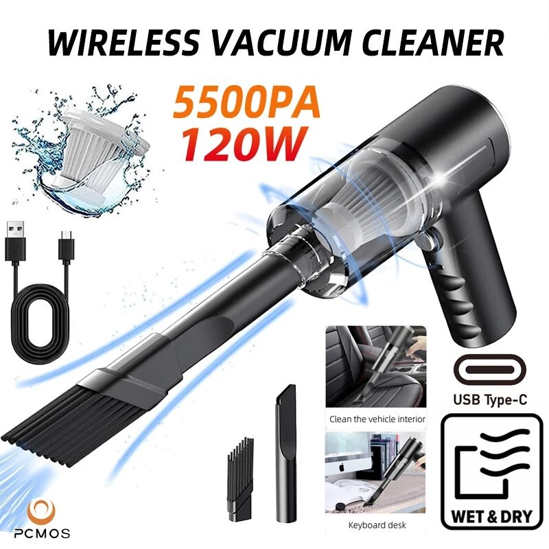 PCMOS Wireless Vacuum Cleaner  120W Dual Use for Home and Car