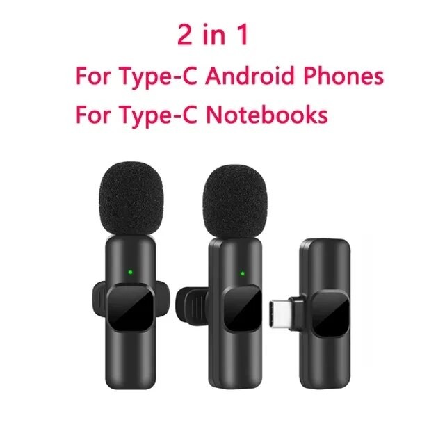 Wireless Lavalier Microphone Portable Mini Mic for iPhone, Android
