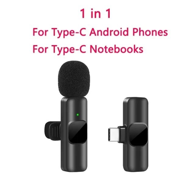 Wireless Lavalier Microphone Portable Mini Mic for iPhone, Android