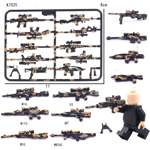Military Special Forces Police Personnel Weapons Camouflage Painted Building Blocks