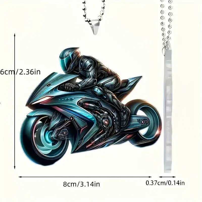 Motorcycle Acrylic Hanging Ornament 2D Sports Bike Keychain & Rearview Mirror Decor