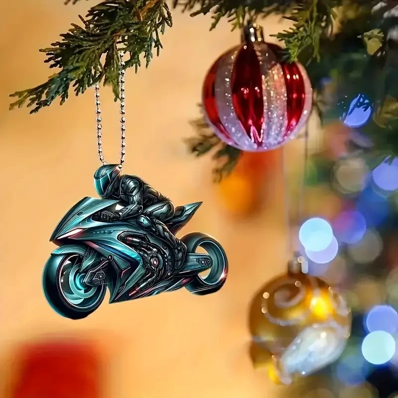 Motorcycle Acrylic Hanging Ornament 2D Sports Bike Keychain & Rearview Mirror Decor