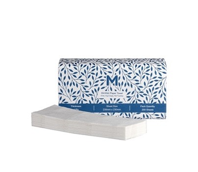 TOWEL PAPER SLIMFOLD 1PLY 230MM WHT 200s/SLV (MATTHEWS)