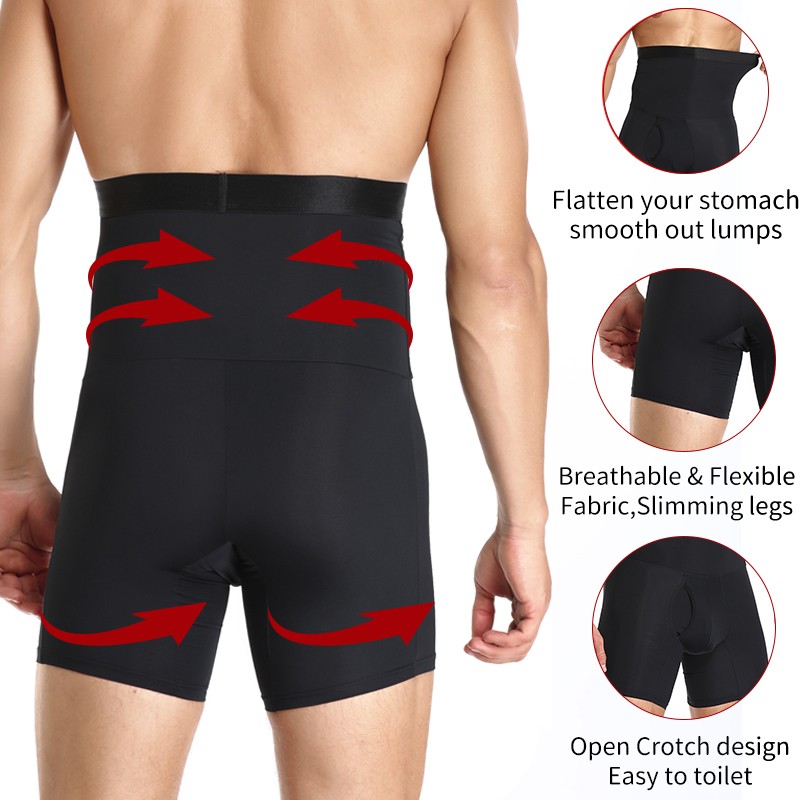 Men Tummy Control Compression Shorts - High Waist Trainer Slimming Shapewear Boxer Underwear