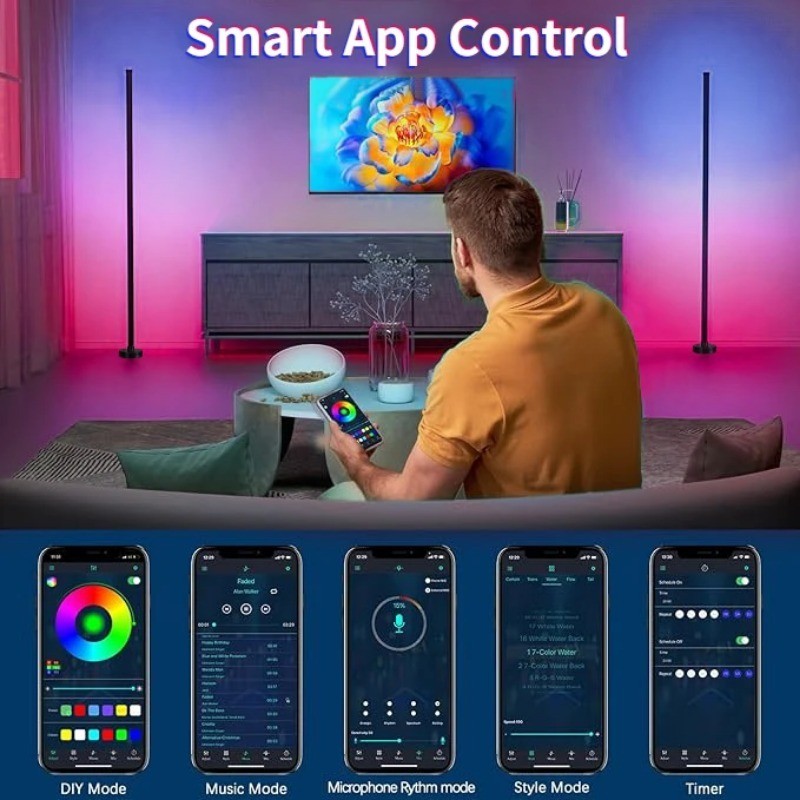 Smart RGB Floor Lamp with Music Sync - Modern Mood Lighting