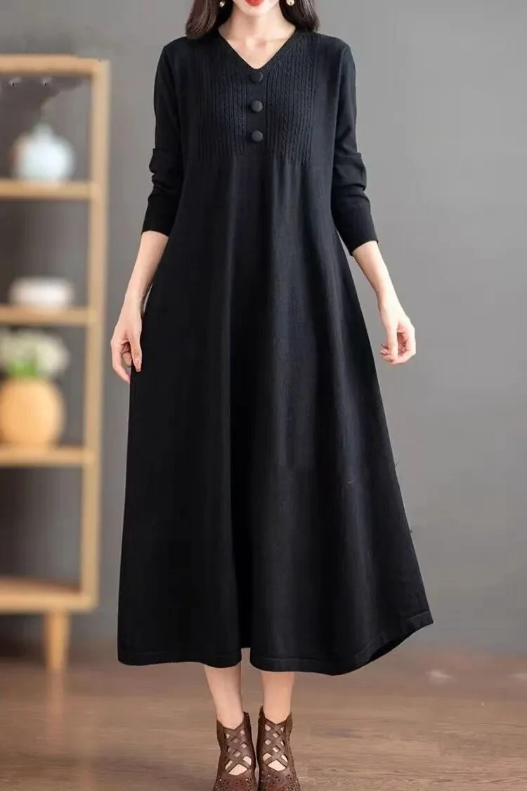 Autumn And Winter New Knitted Women's Wool Dress