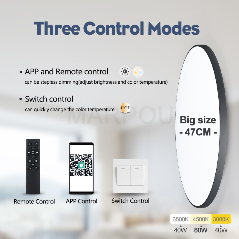 MARPOU Smart LED Ceiling Lamp - Dimmable with Remote Control