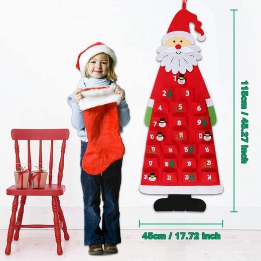 Advent Calendar Fabric Christmas Hanging Pendant Santa Claus Felt Ornaments DIY Advent Calendars Christmas Decoration