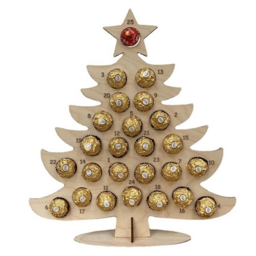 Wooden Advent Calendar Christmas Party Chocolate Frame